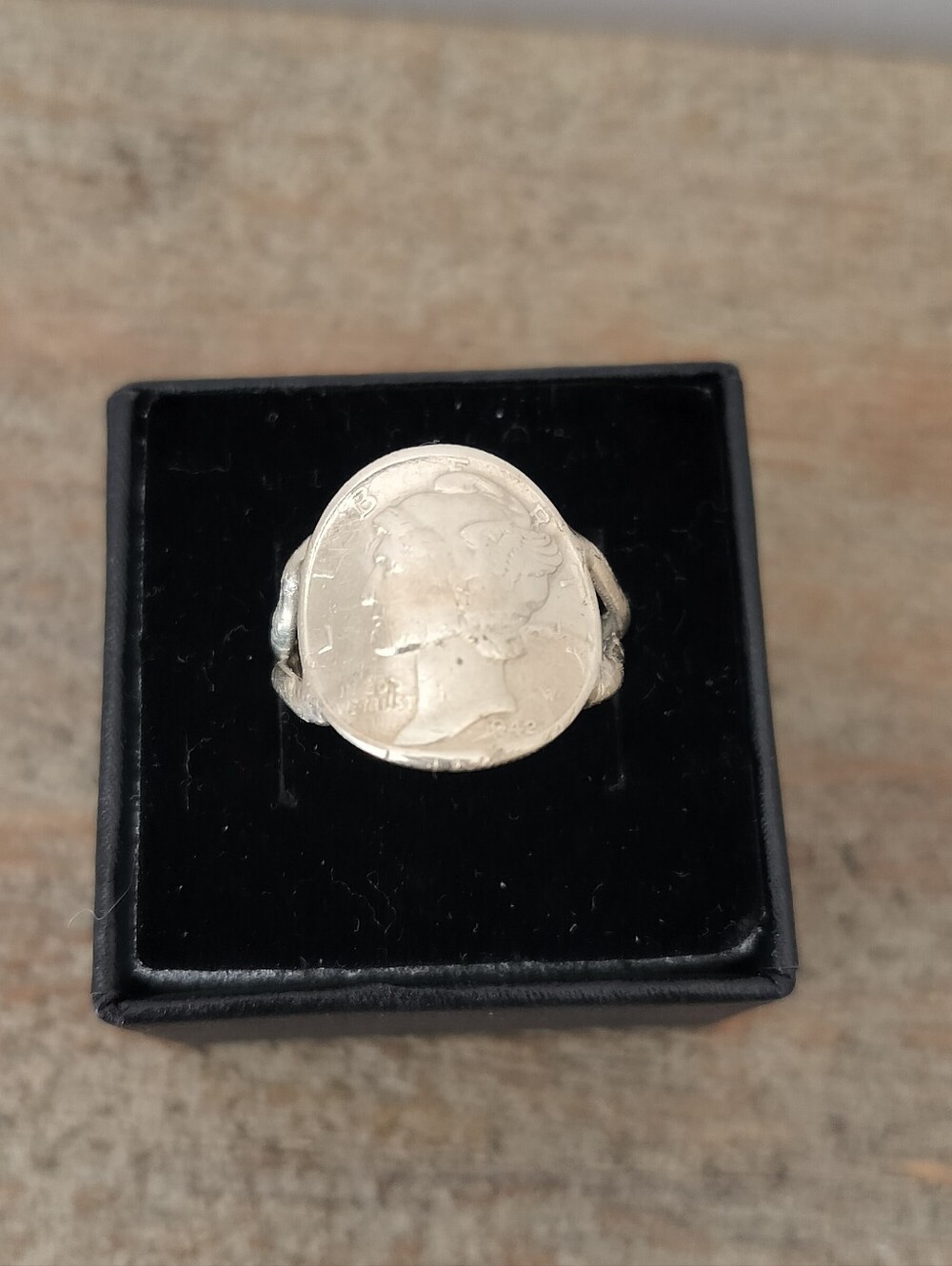 Vintage Mercury Dime  Silver Tone Ring